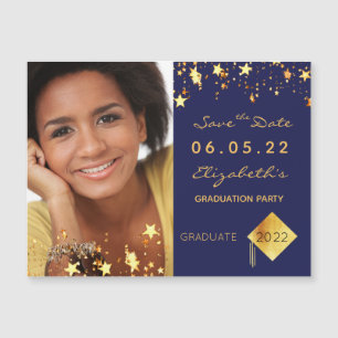 Save the Date photo graduation party blue 2025