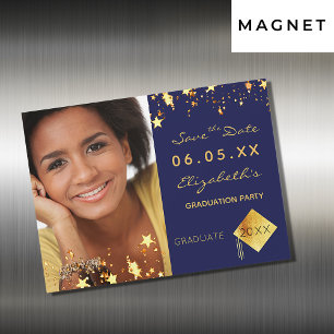 Save the Date photo graduation party blue magnet