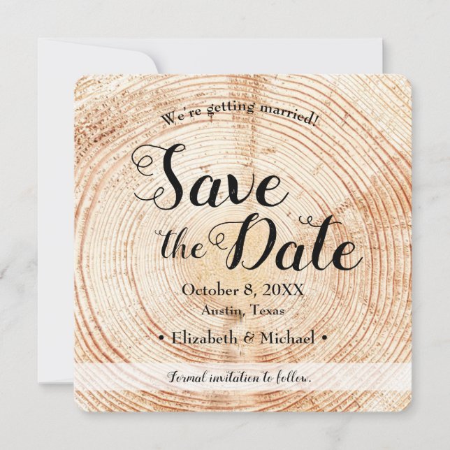 Save the date photo Invitation Wood rustic wedding (Front)