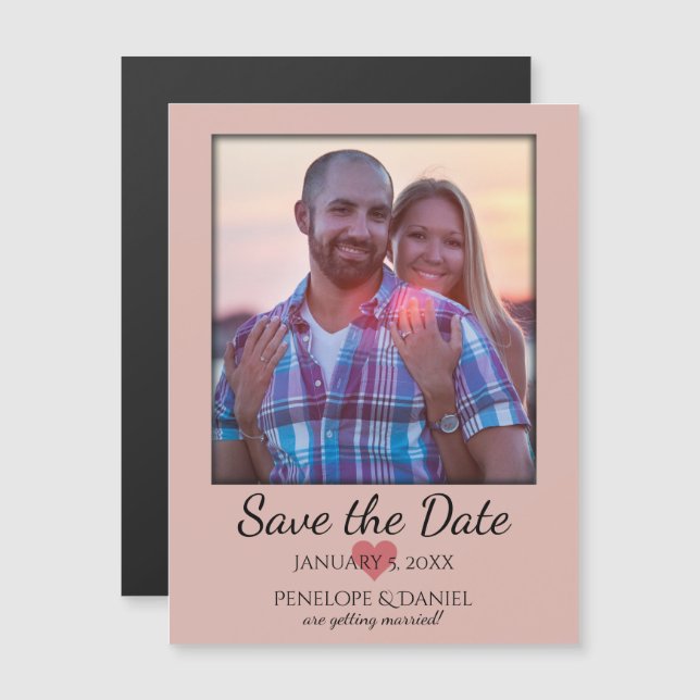Save the Date Photo Magnet - Pink Blush (Front/Back)