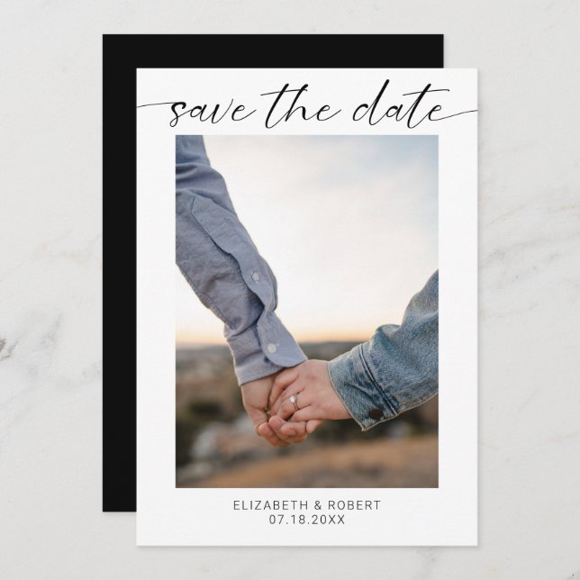 Save the Date Photo Minimalist Modern Script  (Front/Back)