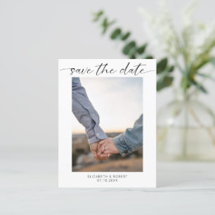 Save the Date Photo Minimalist Modern Script  Announcement Postcard