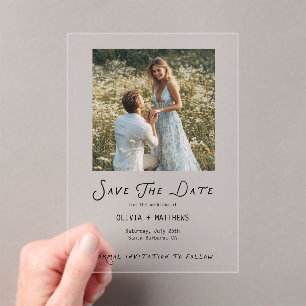 Save the Date Photo Minimalist Whimsical Acrylic Invitations