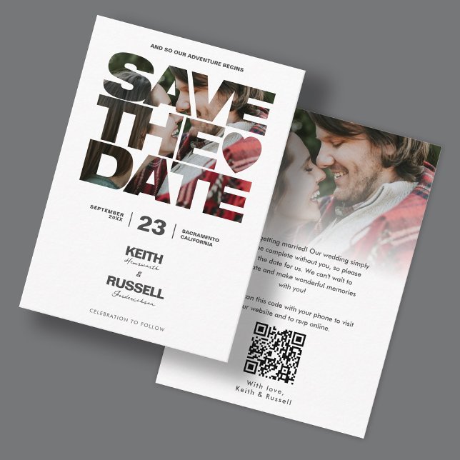 Save the Date Photo Overlay QR Wedding Website Enclosure Card (Creator Uploaded)