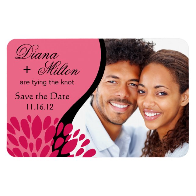 Save the Date Photo | pink fuschia Magnet (Horizontal)
