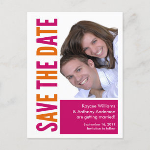 Save The Date Photo POSTCARD! Orange & Pink Announcement Postcard