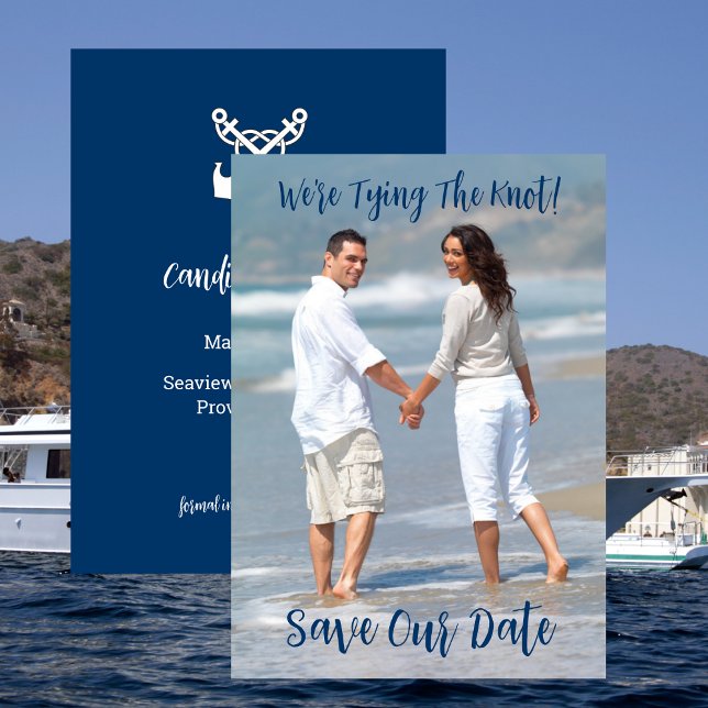 Save The Date Photo Wedding Nautical Invitation (Photo Save The Date Nautical Wedding Engagement Invitation)