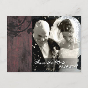Save the Date Photo Wedding Postcard Barn Board