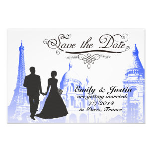 SAVE THE DATE PHOTO WITH VIEW OF PARIS, FRANCE PRINT