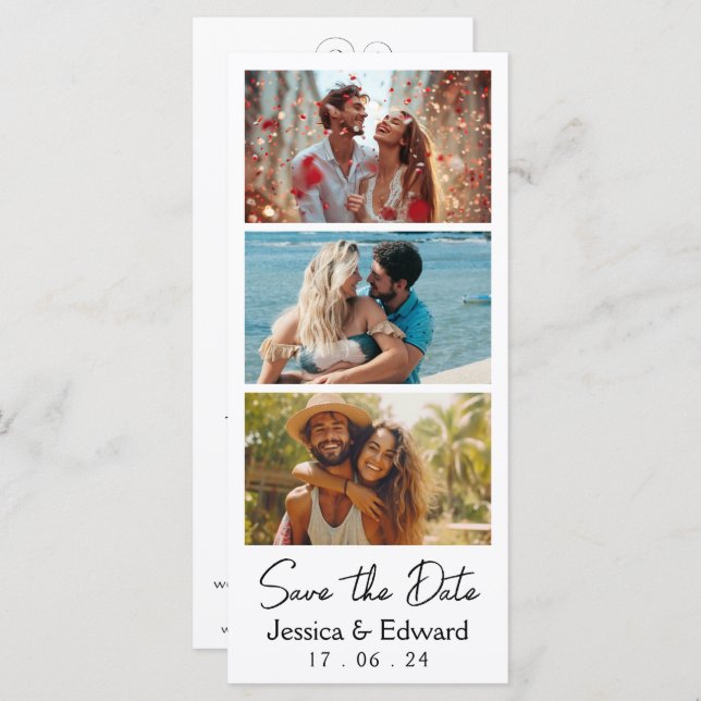 Save The Date PhotoBooth Qr Code Black White Chic (Front/Back)