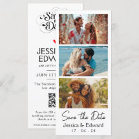 Save The Date PhotoBooth Qr Code Black White Chic