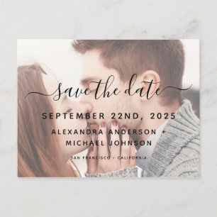Save the Date Photograph and Elegant Typography Announcement Postcard