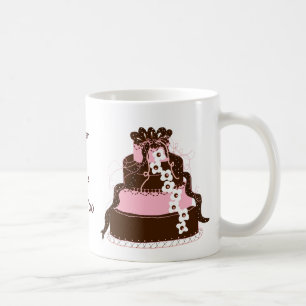 Save the Date Pink and Chocolate Cake Coffee Mug