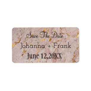 Save The Date Pink and Gold Marble Label