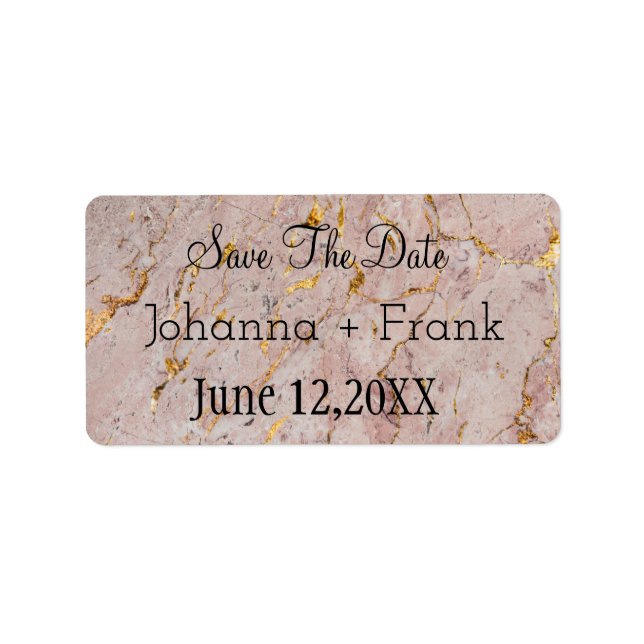 Save The Date |Pink and Gold Marble Label (Front)