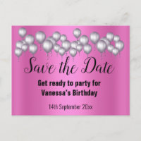 Save the Date Pink Balloons All Occassion