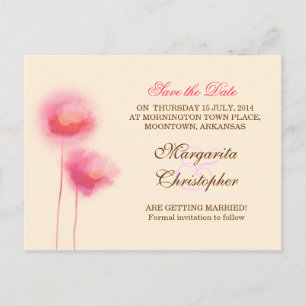 save the date pink flowers postcards