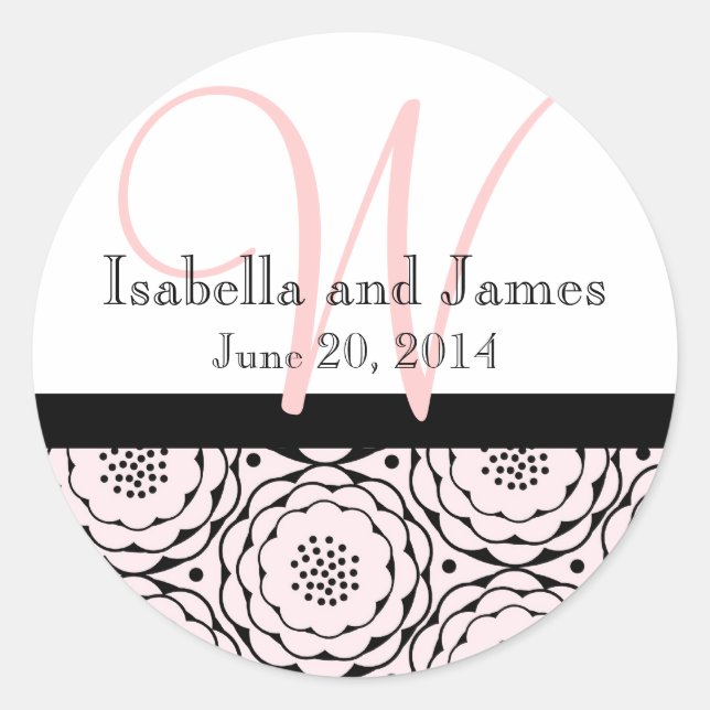 Save the Date Pink Flowers Wedding Sticker (Front)