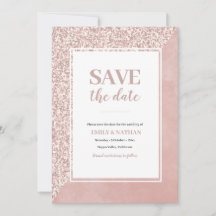 Save the date Pink glitter watercolor Invitation