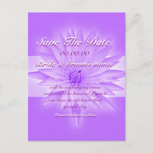 Save the date pink lily - customisable template (Front)