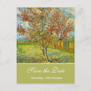 Save the Date, Pink Peach Tree in Blossom Remi... Announcement Postcard