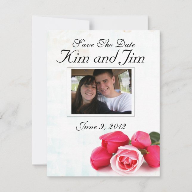 Save the Date Pink rose invitation (Front)