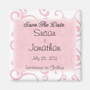 Save the Date Pink Scroll Magnet