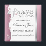 Save The Date | Pink Tourmaline Magnet<br><div class="desc">Save the Date Pink Tourmaline and Silver Design Magnet. 📌If you need further customization, please click the "Click to Customize further" or "Customize or Edit Design"button and use our design tool to resize, rotate, change text color, add text and so much more.⭐This Product is 100% Customizable. Graphics and / or...</div>