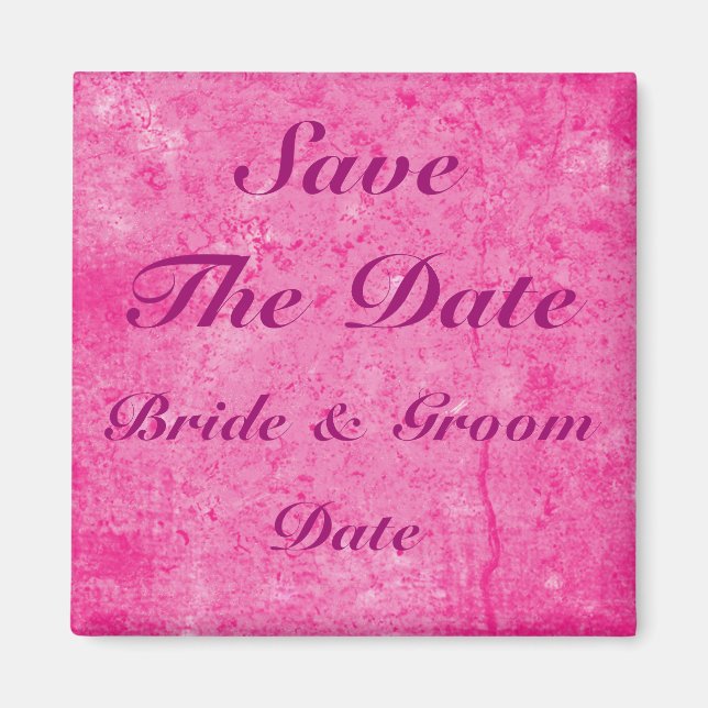 Save the Date Pink Wedding Magnets (Front)