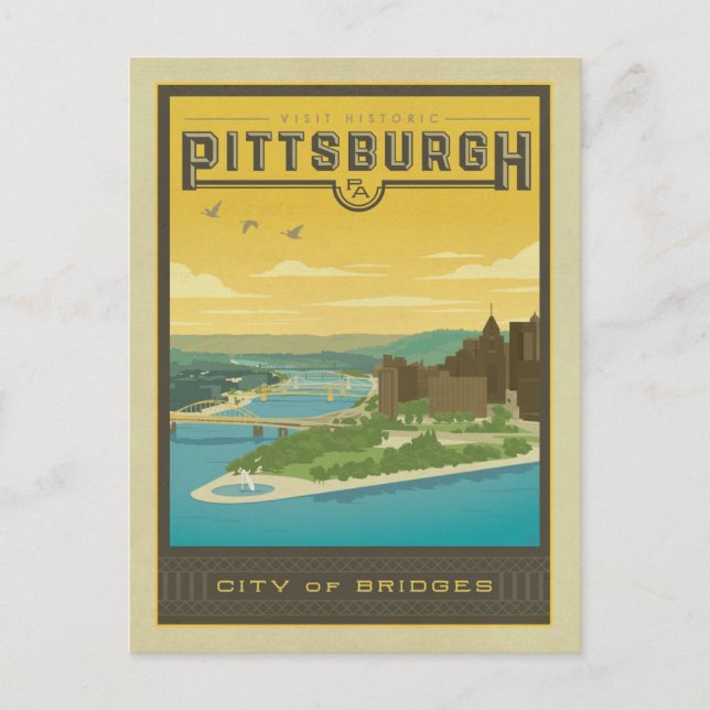 Save the Date | Pittsburgh, PA - City of Bridges Announcement Postcard (Front)