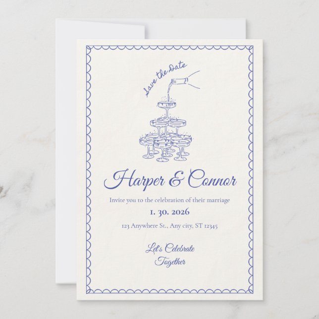 Save the Date: Playful Blue Celebration Invitation (Front)