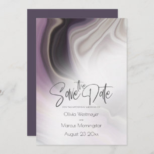 Save the Date   Plum Misty Marble  Invitation