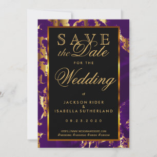 Save the Date Plum Purple and Gold Marble 2