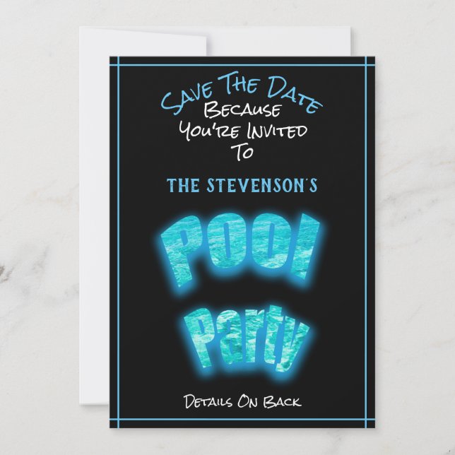 Save The Date Pool Party Birthday Party Invitation (Front)