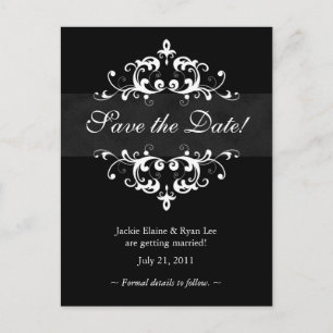 Save the Date Postcard Black White Embellishment