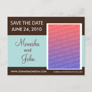 Save The Date Postcard - Brown and Light Blue