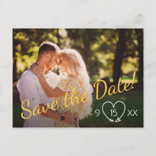 Save the Date postcard in yellow and grey