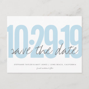 Save The Date Postcard, Large Date, powder blue Announcement Postcard