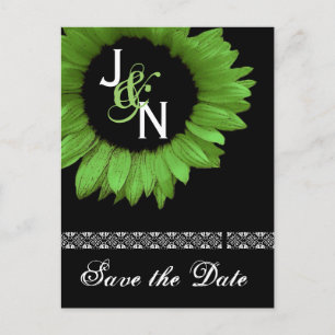 Save the Date Postcard - Lime Green Sunflower
