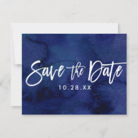 SAVE THE DATE POSTCARD painted navy watercolor