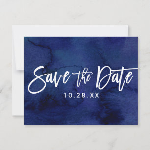 SAVE THE DATE POSTCARD painted navy watercolor