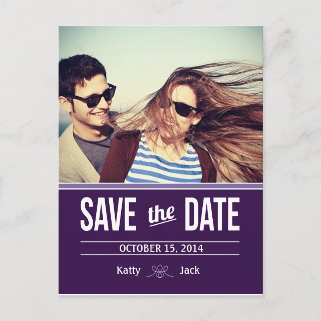 Save The Date Postcard Purple (Front)