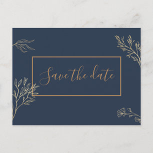 Save The Date Postcard Sapphire Seas Blue Gold
