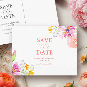 Save The Date Postcard Watercolor Floral