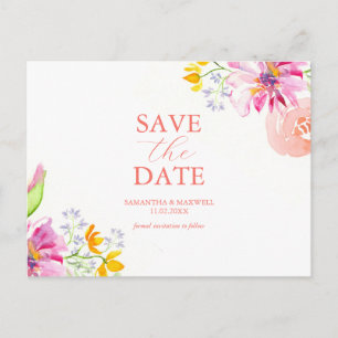 Save The Date Postcard Watercolor Floral