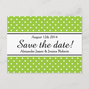 Save the date postcards apple green polkadots