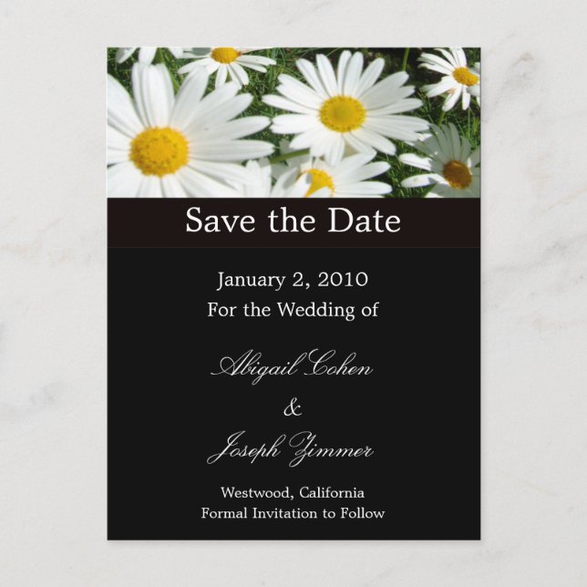 Save the date postcards, daisies announcement postcard (Front)