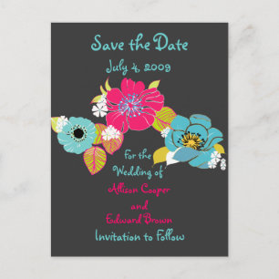Save the Date postcards florals on graphite