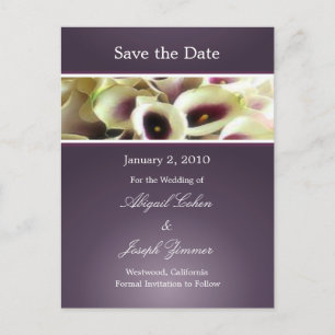 Save the date postcards, purple calla lillies announcement postcard