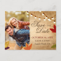 Save the Date Postcards | Rustic Autumn Wedding